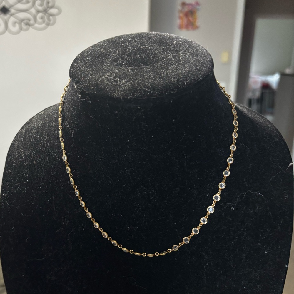 Touchstone Crystal by Swarovski Gold Chanel Crystal Station Necklace